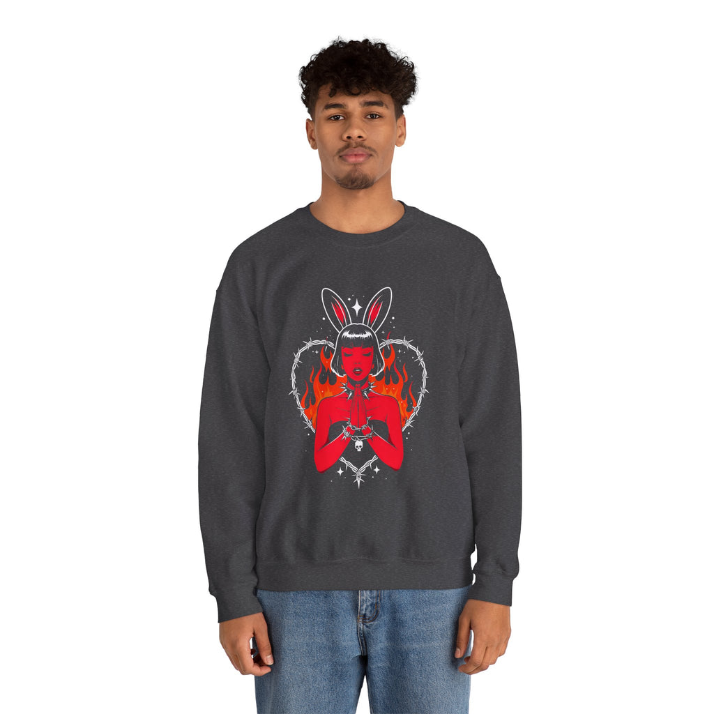 Edgy Bunny Heart Crewneck Sweatshirt
