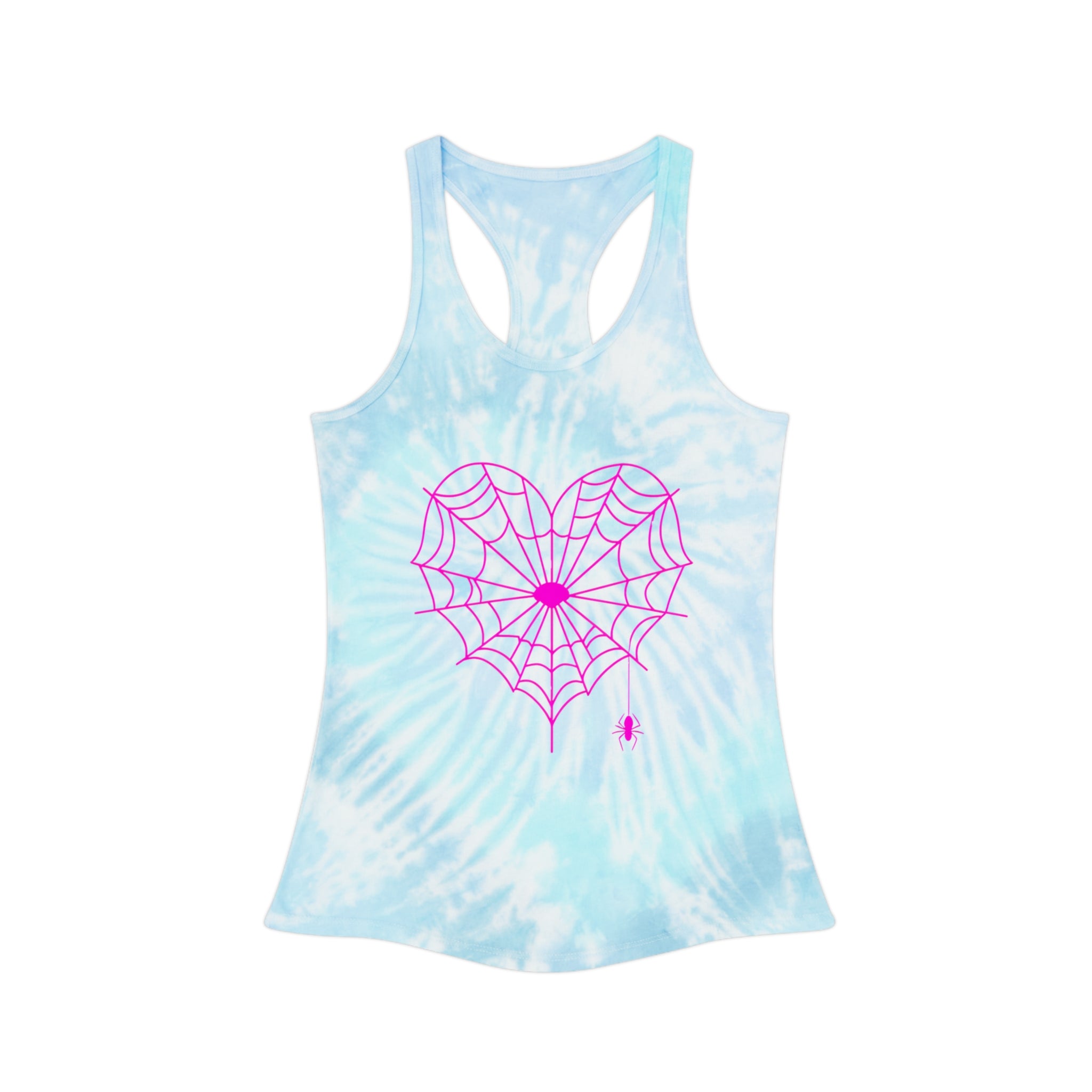 Spiderweb Heart Tie-Dye Racerback Tank
