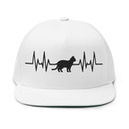 Black Cat Heartbeat Embroidered Flat Bill Cap
