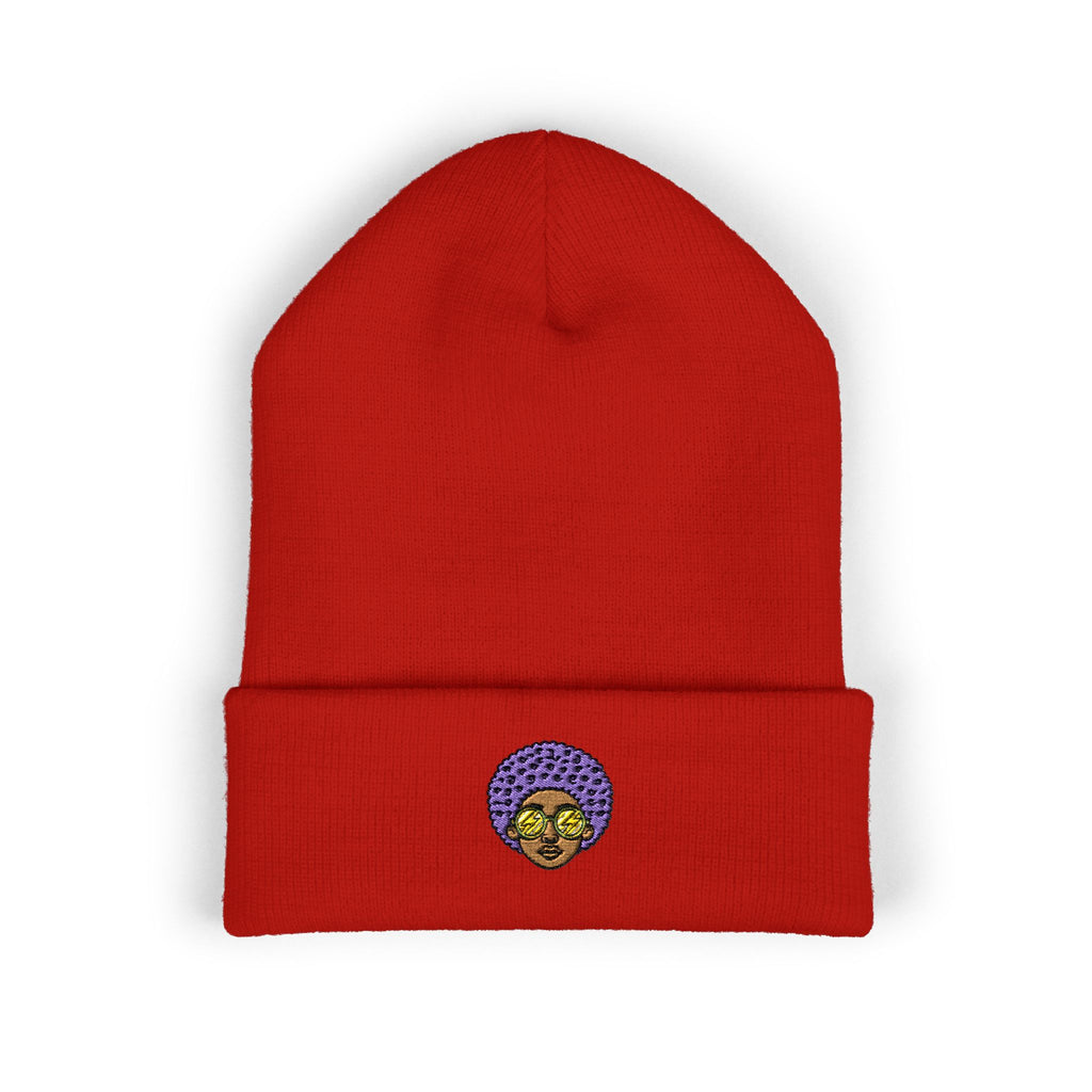 Afro Embroidered Cuffed Beanie