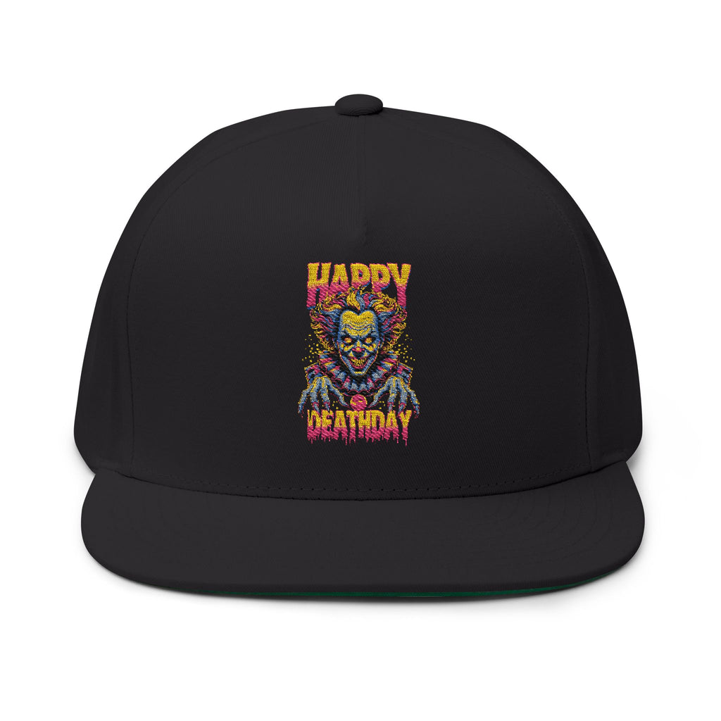 "Happy Deathday" Clown Embroidered Flat Bill Cap