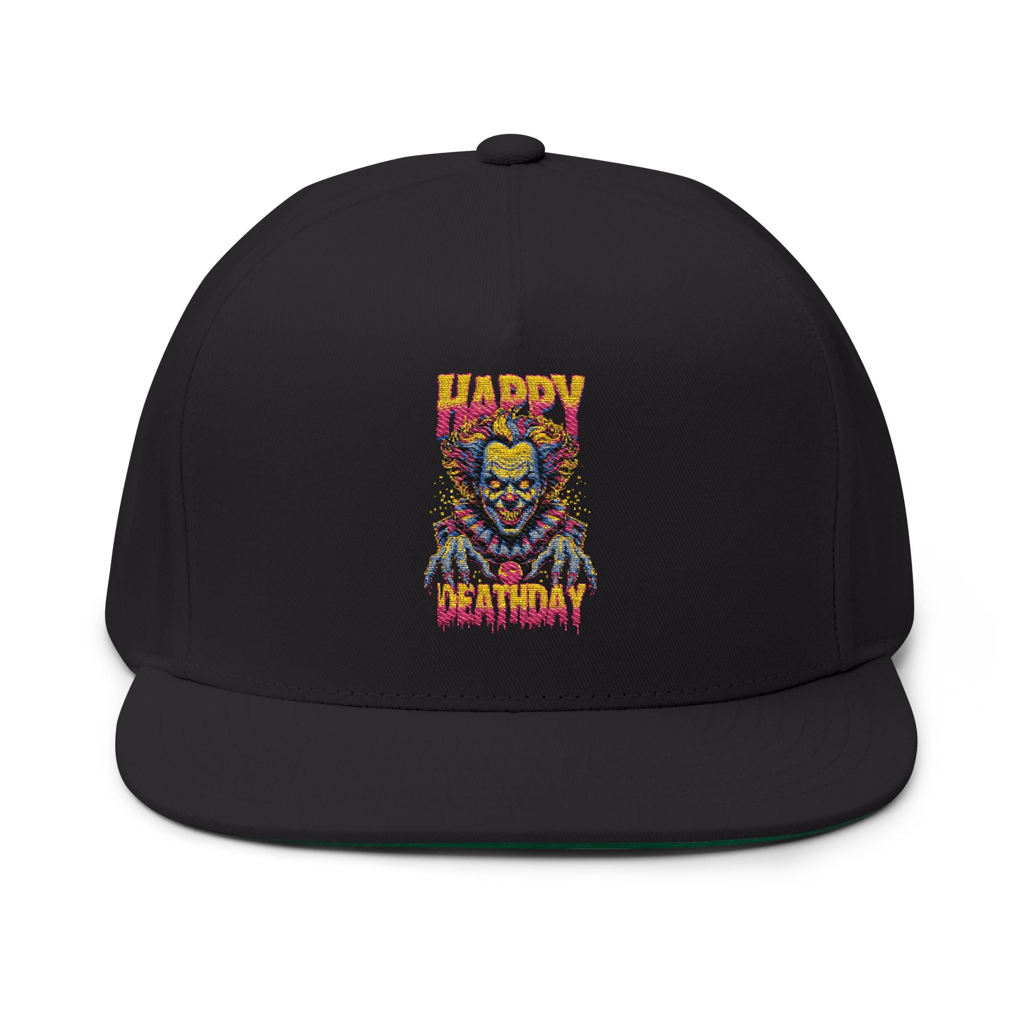 "Happy Deathday" Clown Embroidered Flat Bill Cap