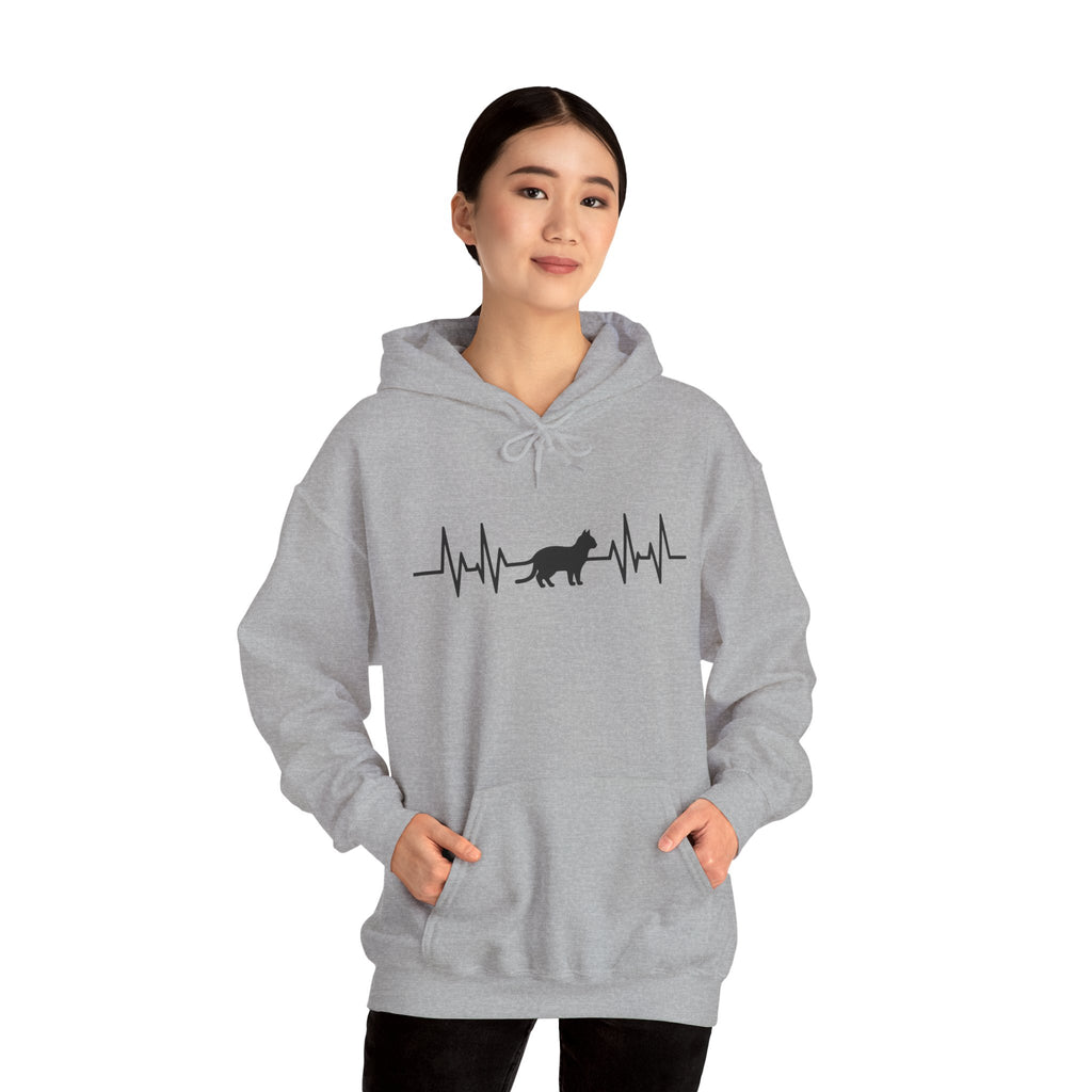 Black Cat Heartbeat Hoodie
