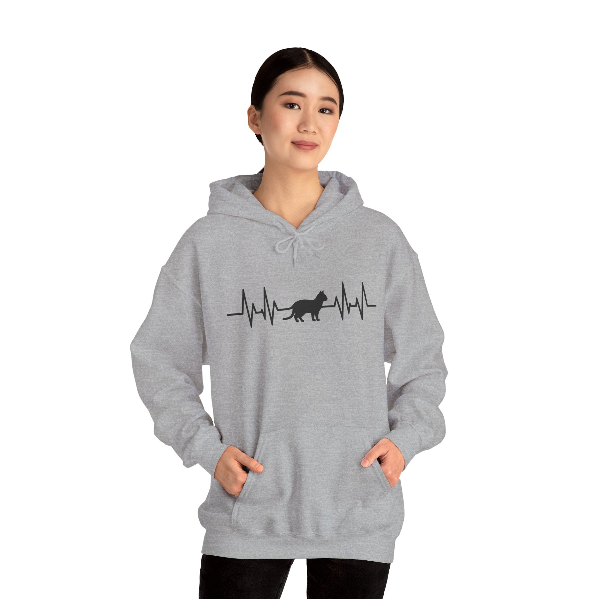 Black Cat Heartbeat Hoodie