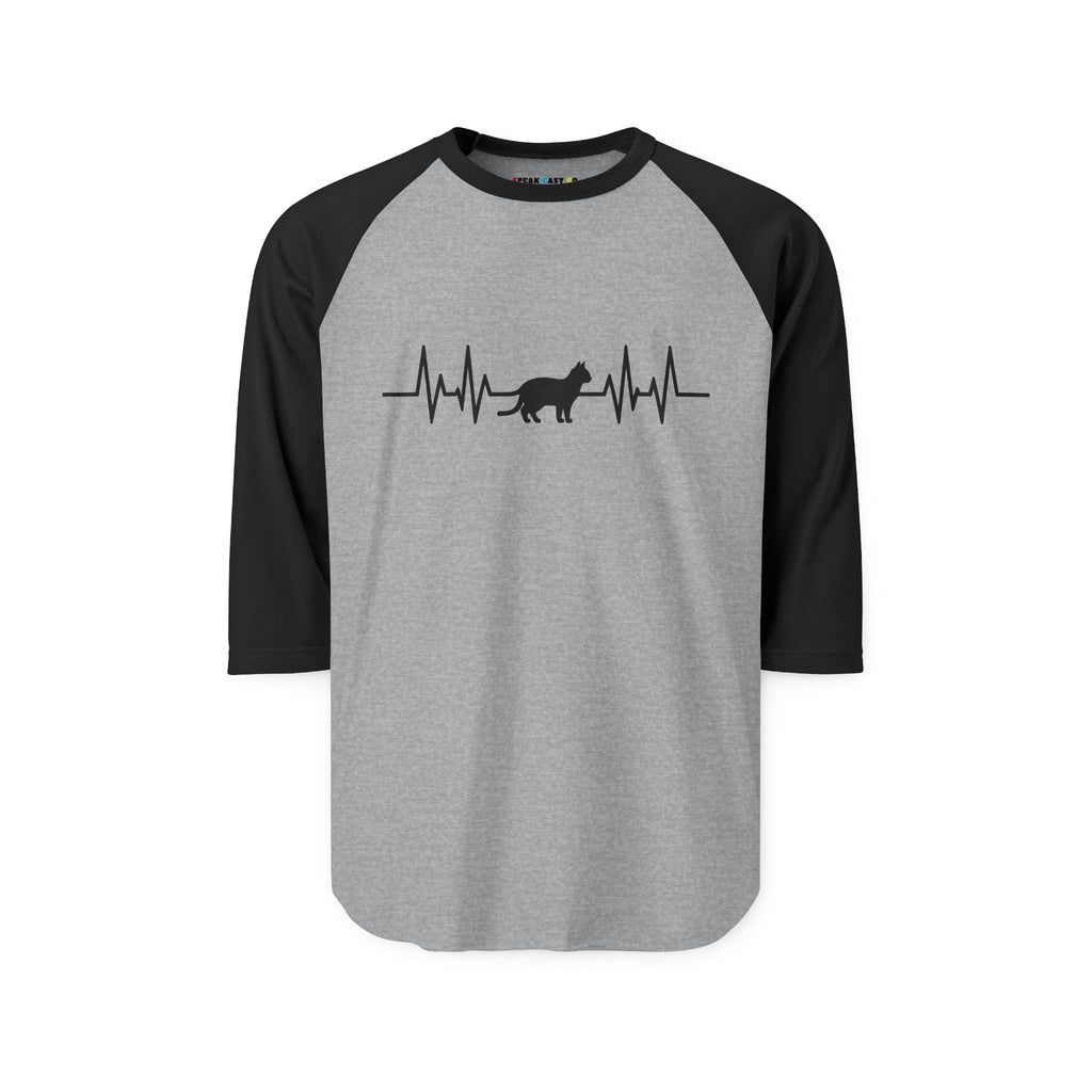 Black Cat Heartbeat 3/4th Sleeve Raglan Shirt
