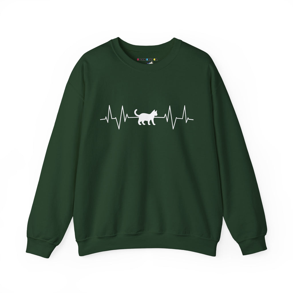 White Cat Heartbeat Crewneck Sweatshirt