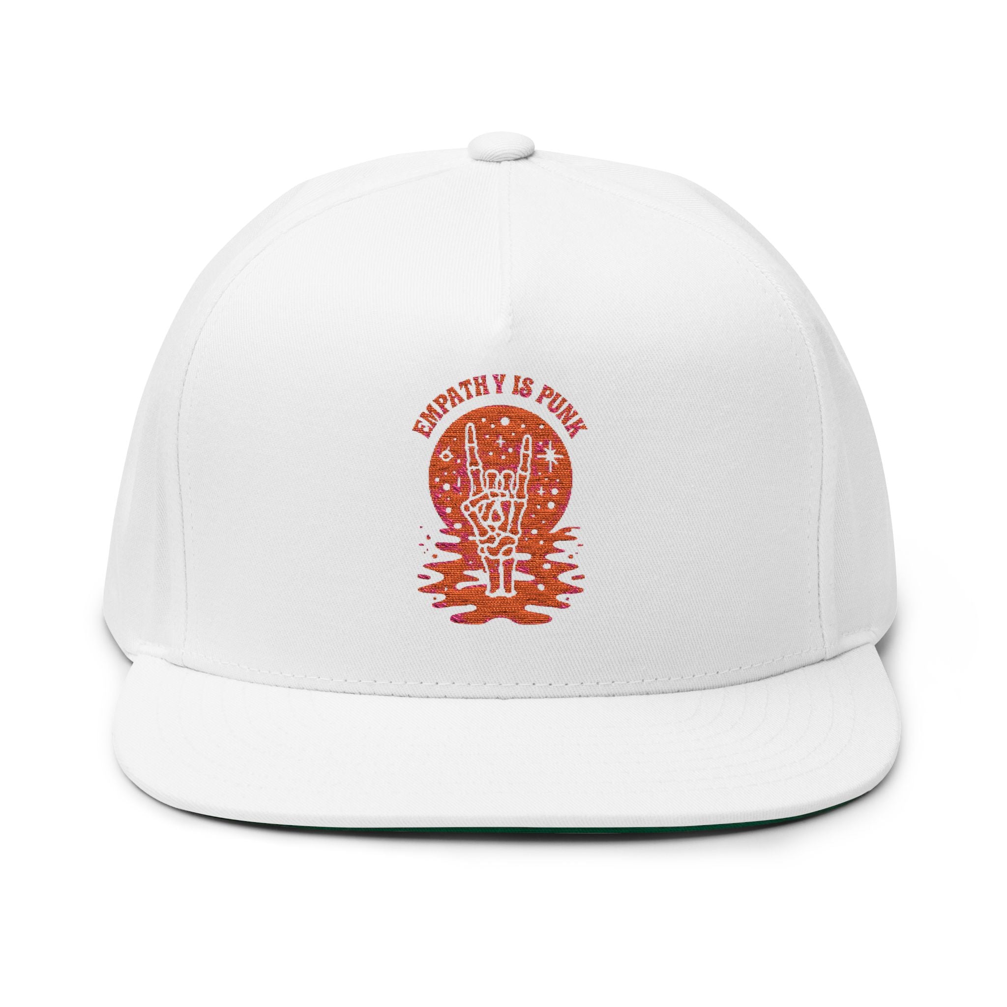 Embroidered Flat Bill Cap - Punk Vibes Hat, Music Festival Accessories, Streetwear Fashion, Trendy Gift for Him or Her