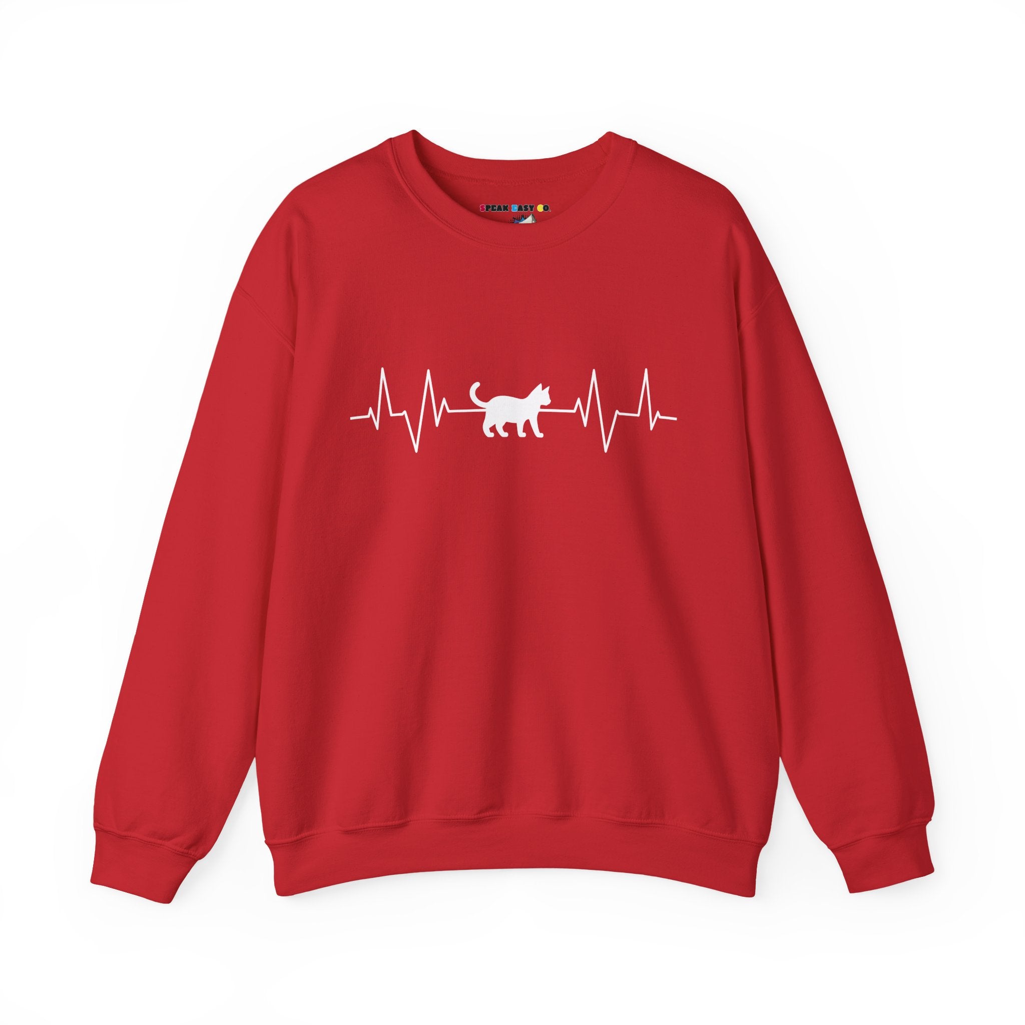 White Cat Heartbeat Crewneck Sweatshirt