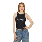 White Cat Heartbeat Cropped Racer Tank