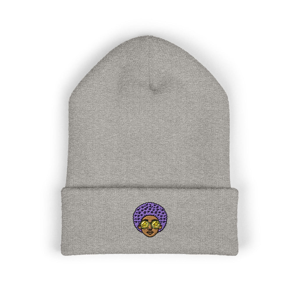 Afro Embroidered Cuffed Beanie