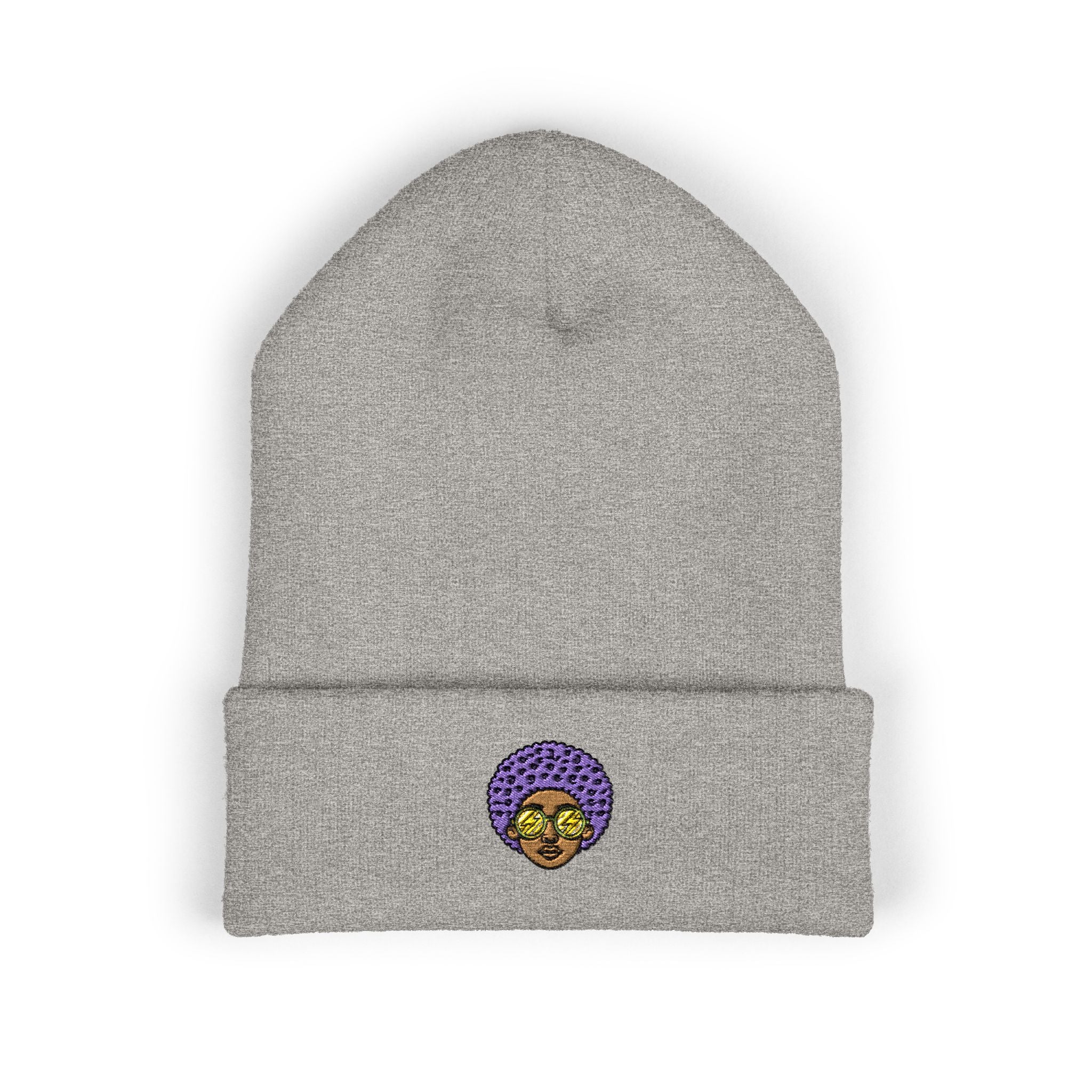 Afro Embroidered Cuffed Beanie