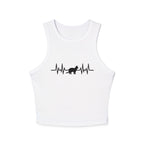 Black Cat Heartbeat Cropped Racer Tank