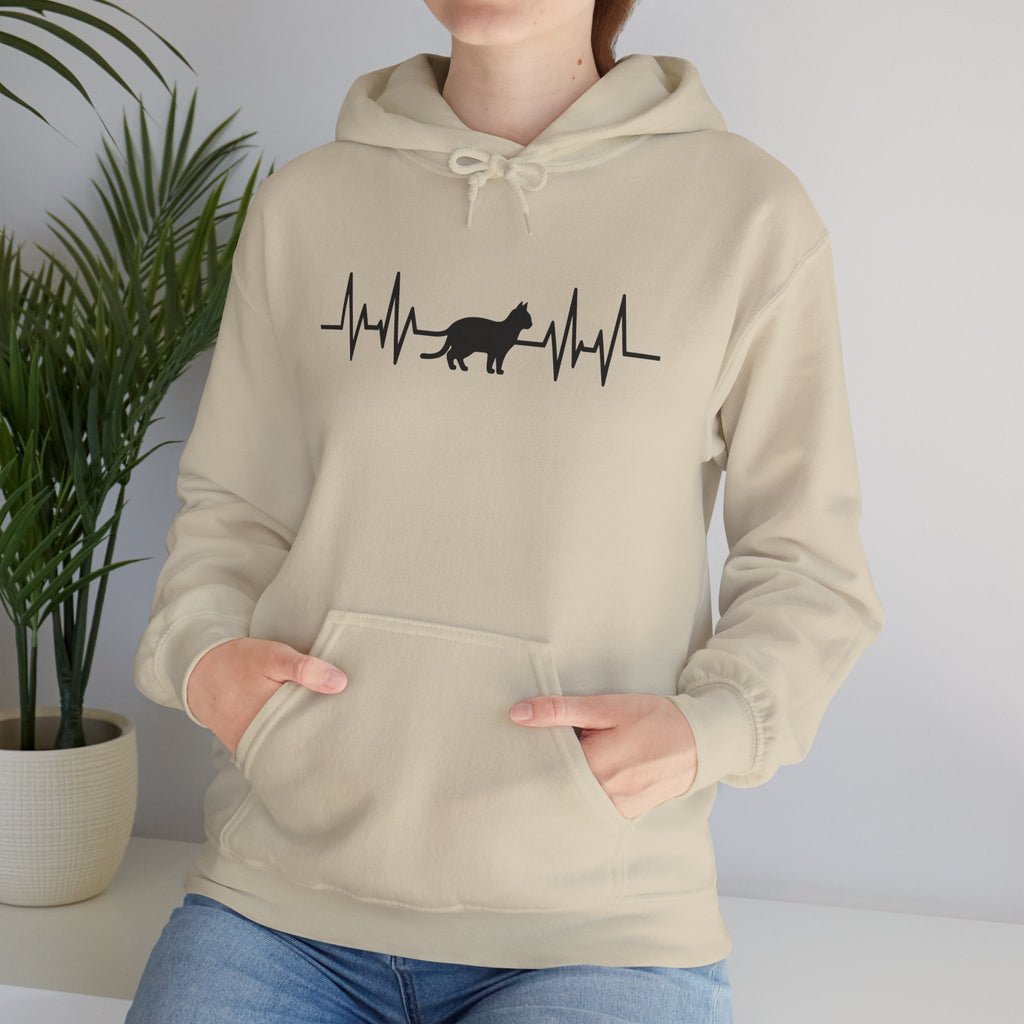 Black Cat Heartbeat Hoodie