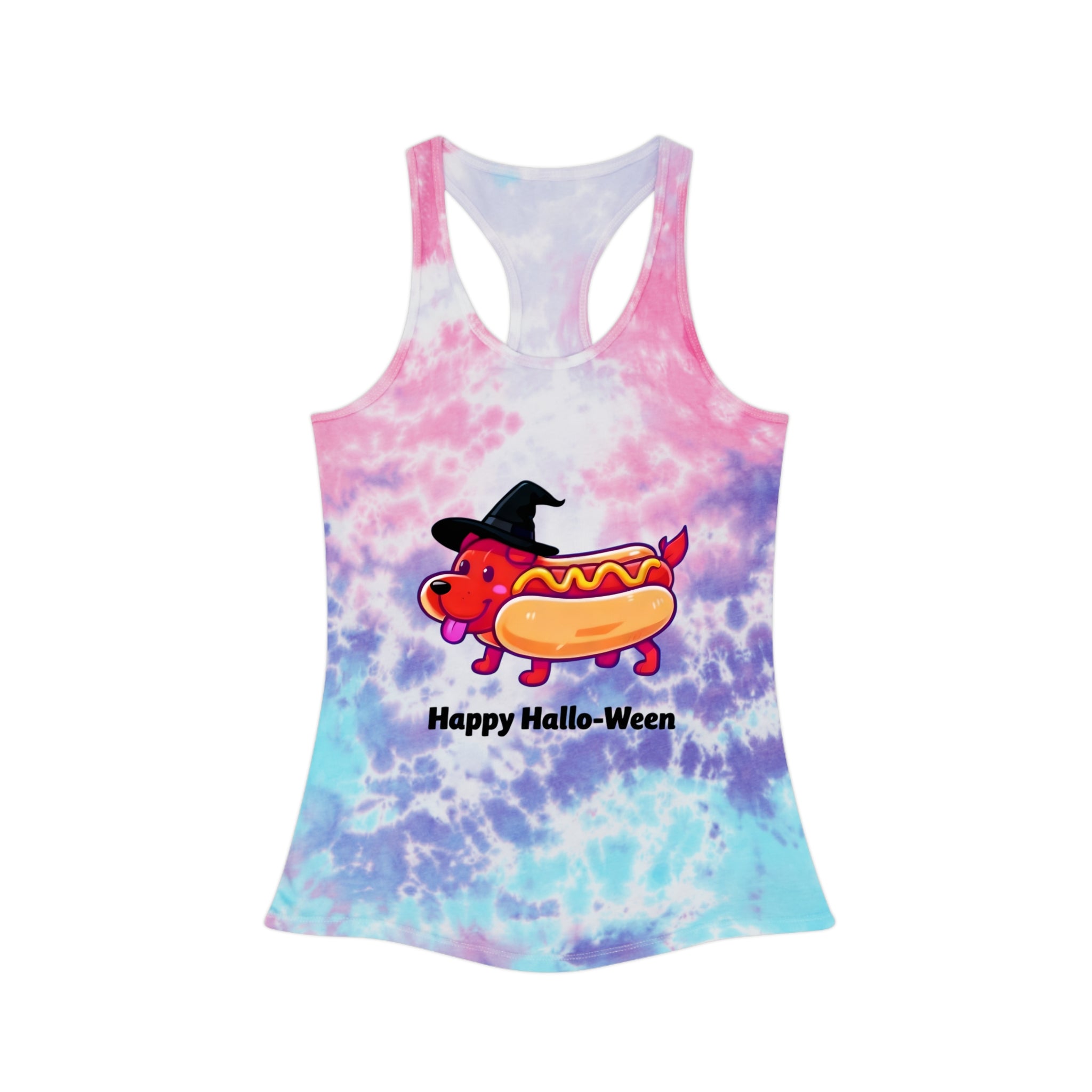 "Happy Hallo-Ween" Hotdog Costume Tie-Dye Tank