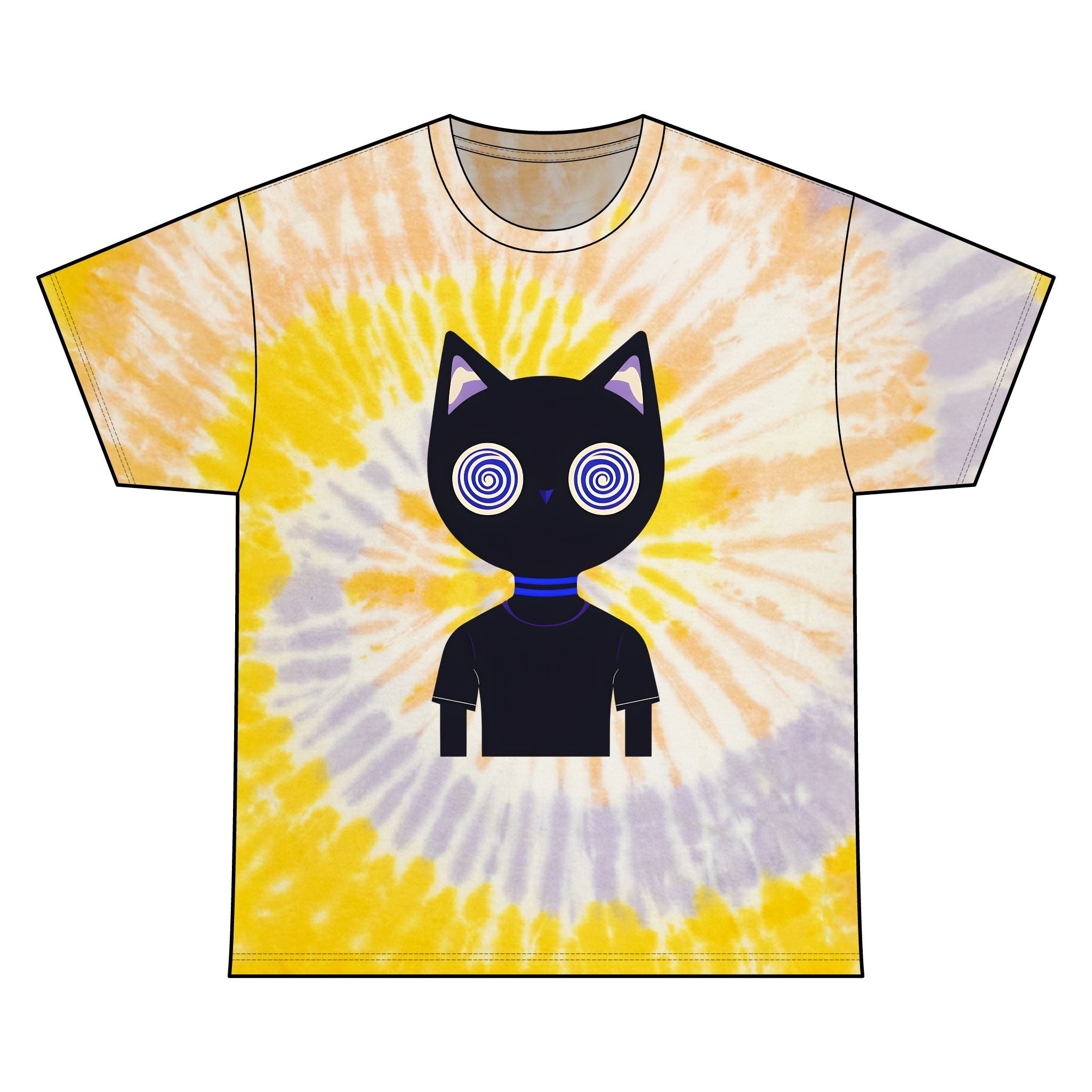 Colorful Tie Dye Cat Graphic Tee