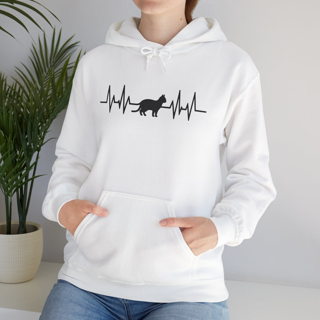 Black Cat Heartbeat Hoodie