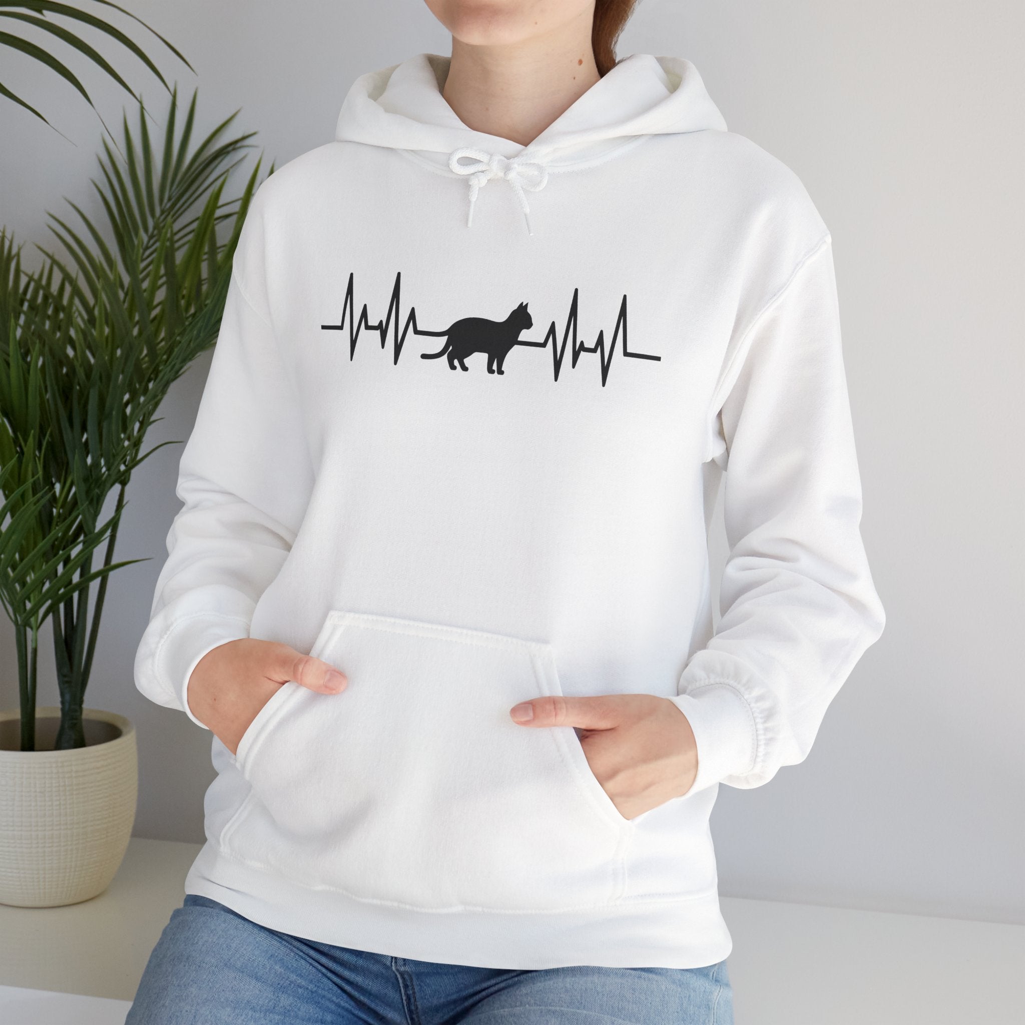 Black Cat Heartbeat Hoodie