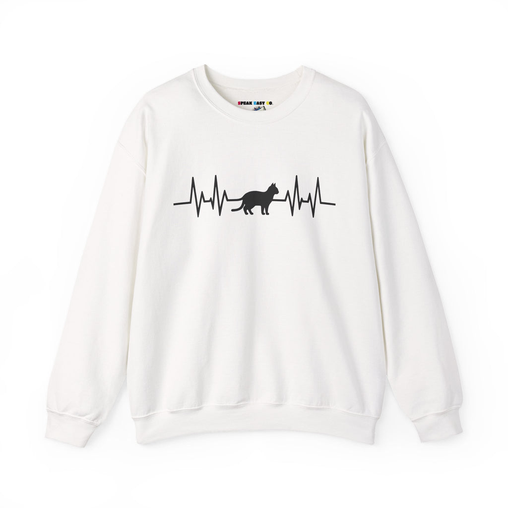 Black Cat Heartbeat Crewneck Sweatshirt