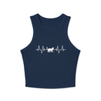 White Cat Heartbeat Cropped Racer Tank