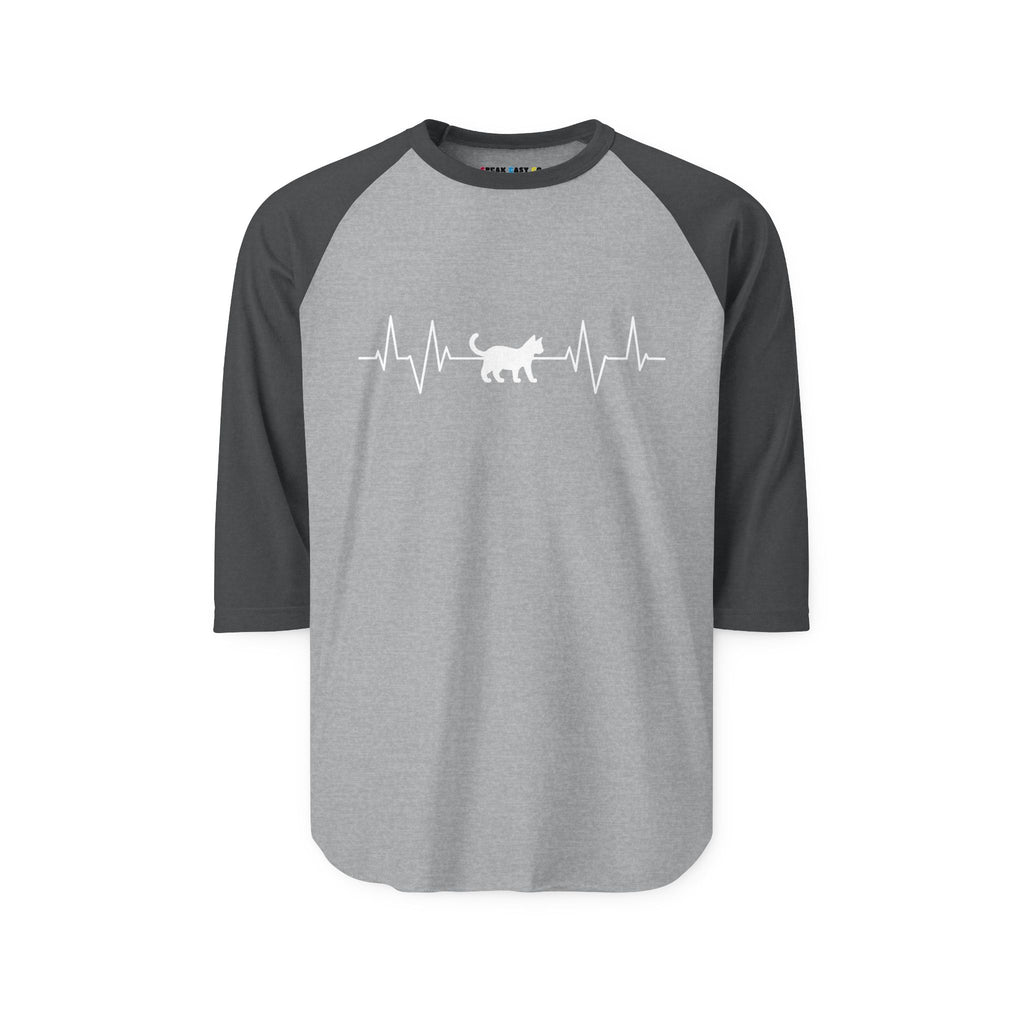 White Cat Heartbeat 3/4th Sleeve Raglan Shirt