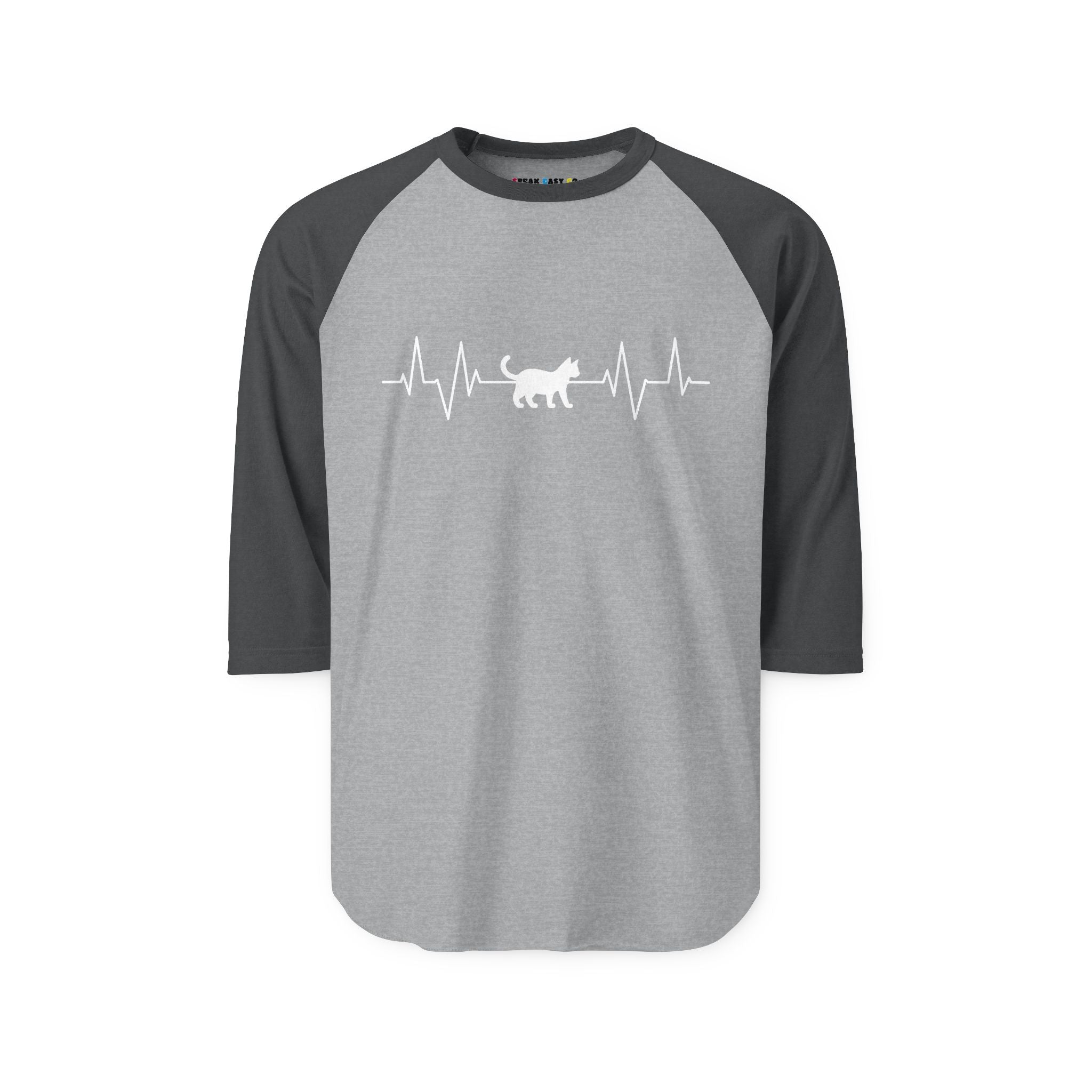 White Cat Heartbeat 3/4th Sleeve Raglan Shirt