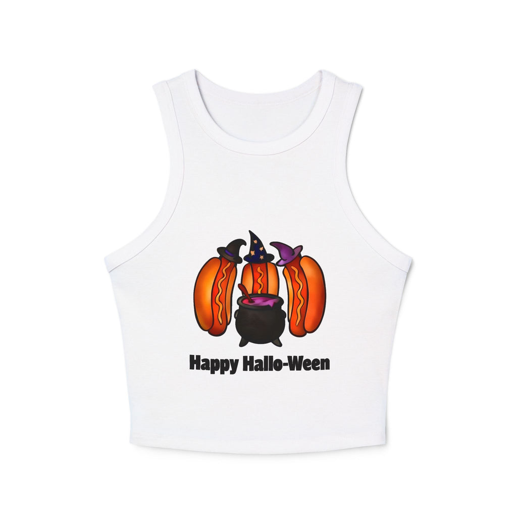 "Happy Hallo-Ween" Hotdog Witches Cropped Tank Top