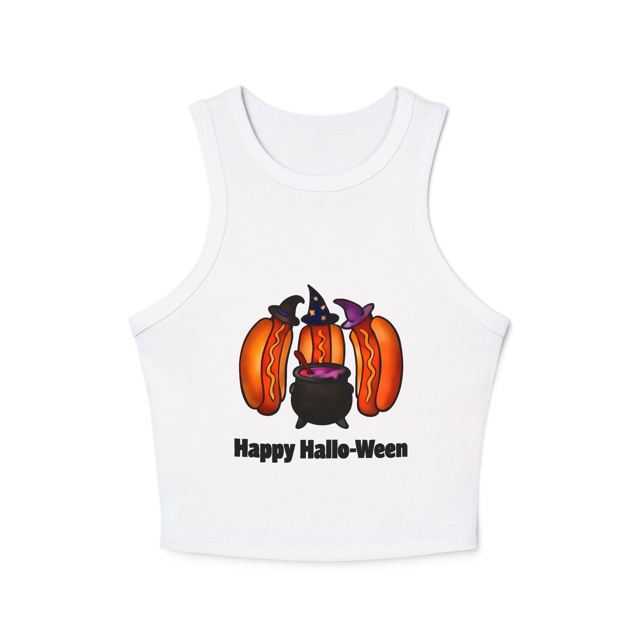 "Happy Hallo-Ween" Hotdog Witches Cropped Tank Top
