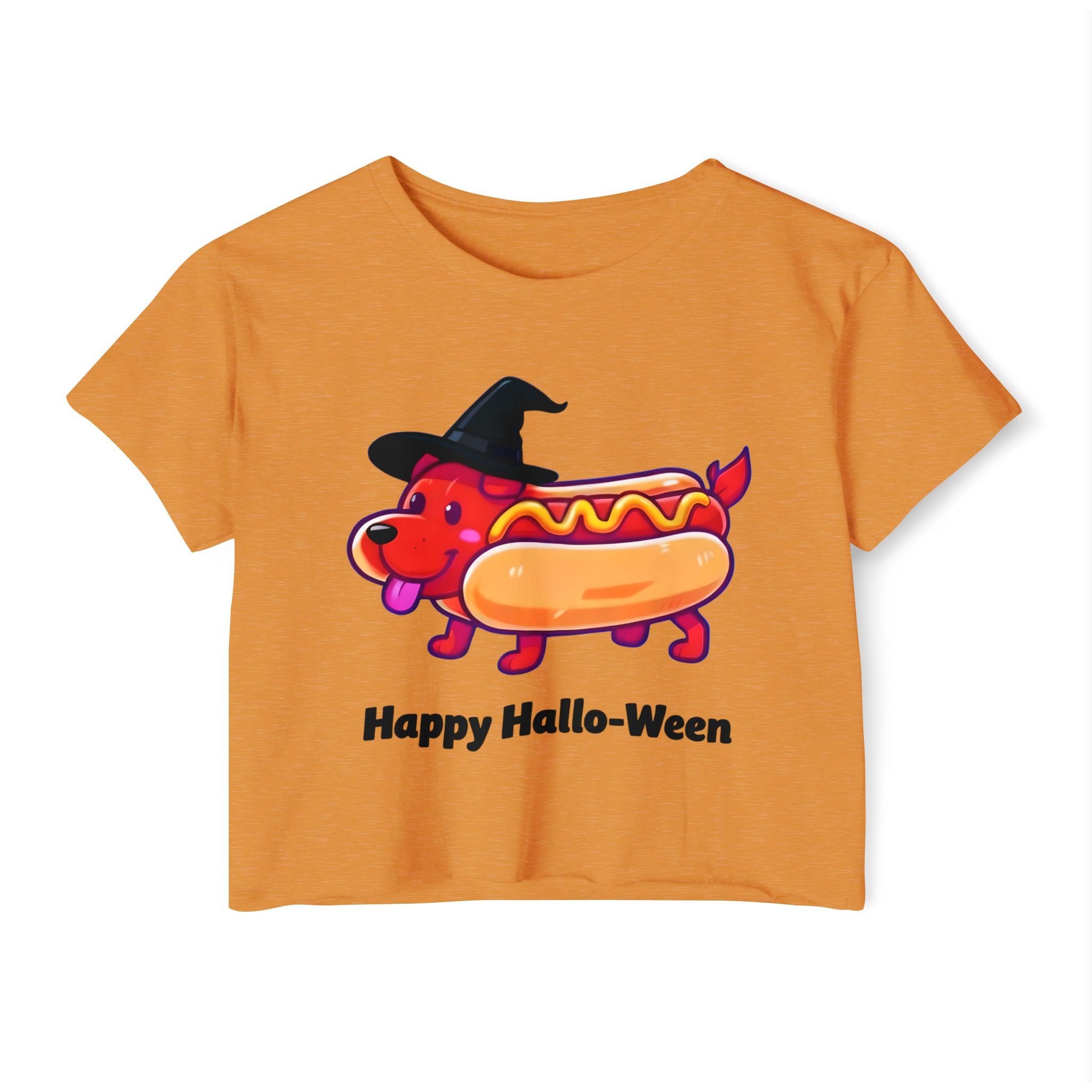 "Happy Hallo-Ween" Hotdog Costume Cropped Tee