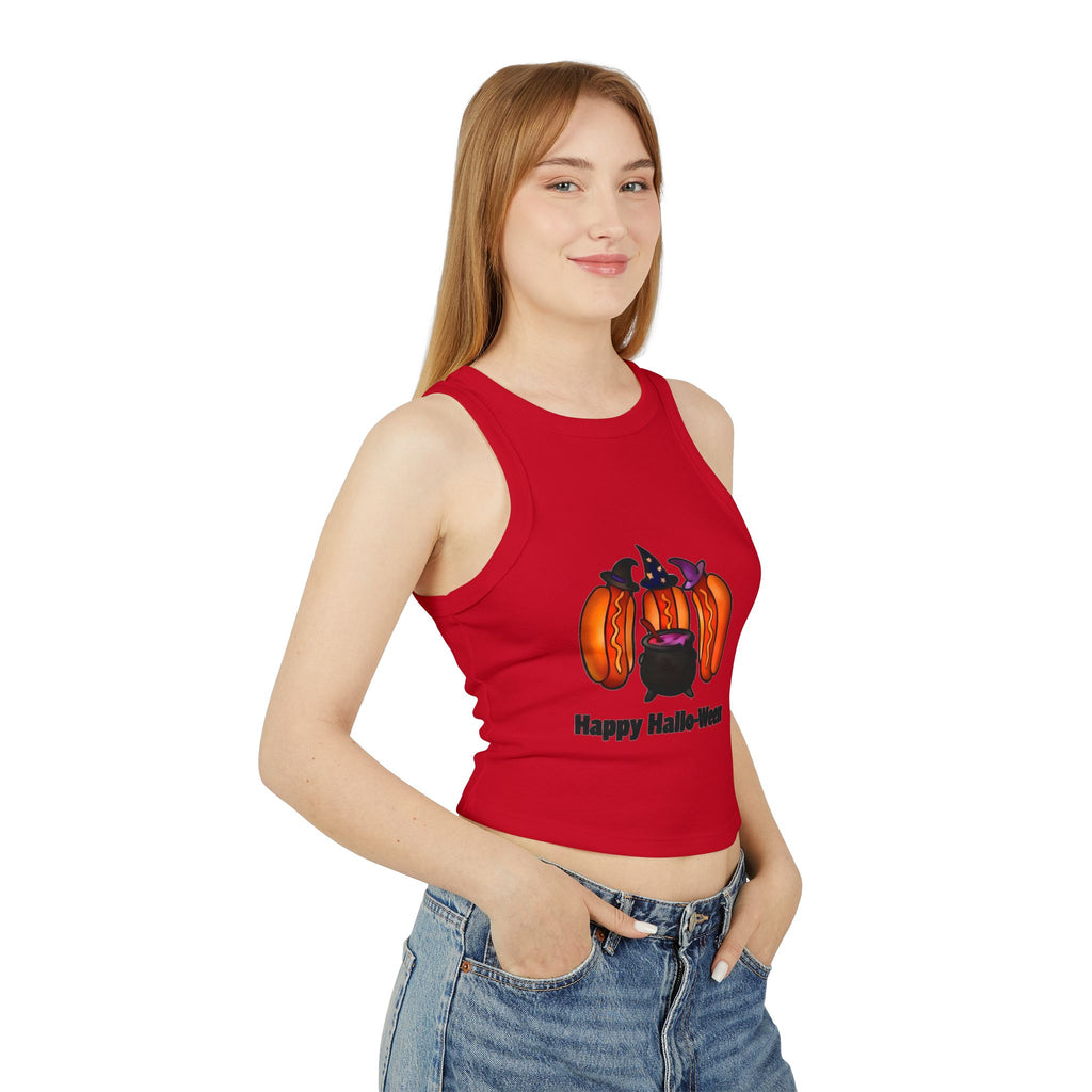 "Happy Hallo-Ween" Hotdog Witches Cropped Tank Top