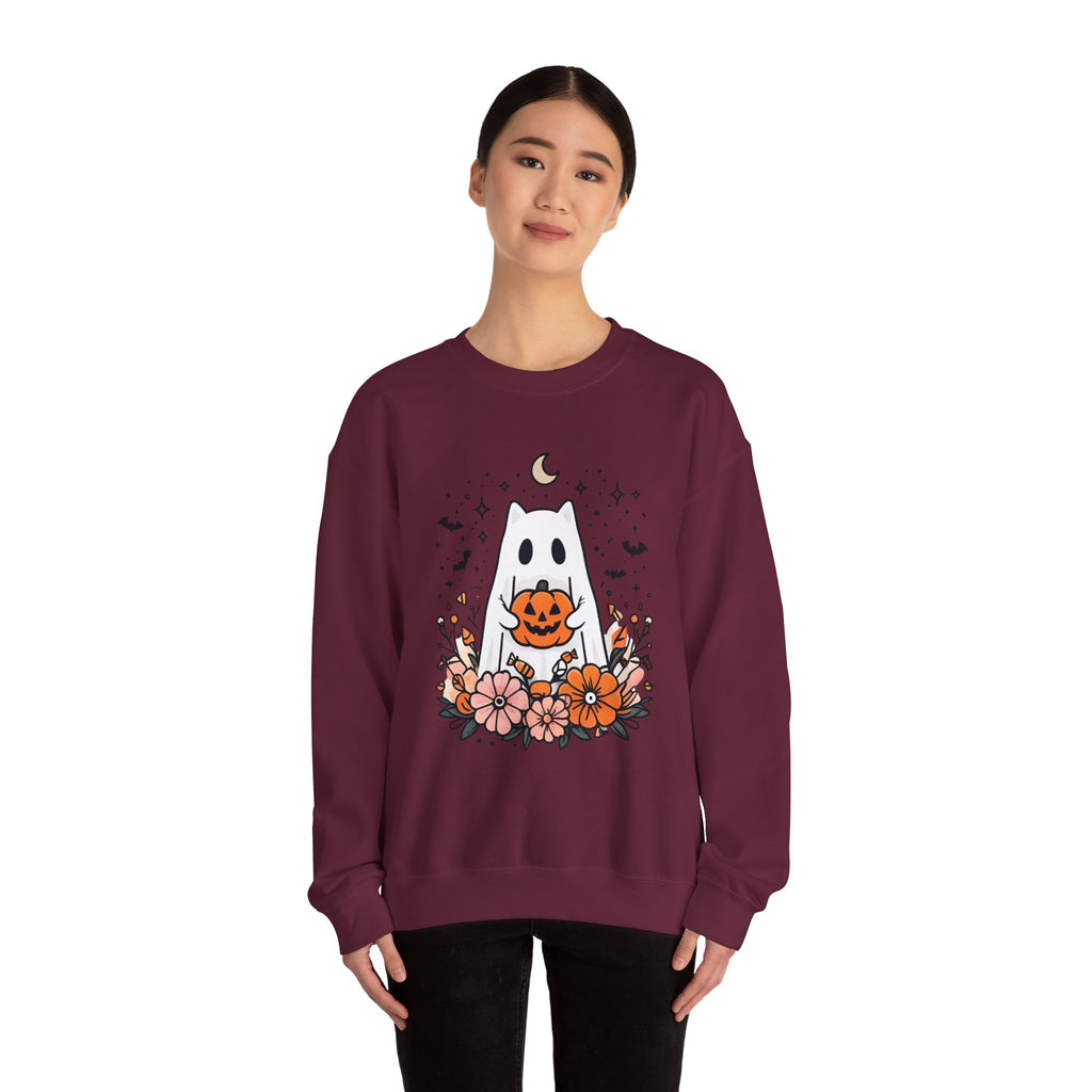 Cute Ghost Pumpkin Crewneck Sweatshirt