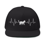 Cat Heartbeat Embroidered Flat Bill Cap for Animal Lovers, Adjustable Cap, Cool Gift, Summer Accessory, Unique Pet Hat