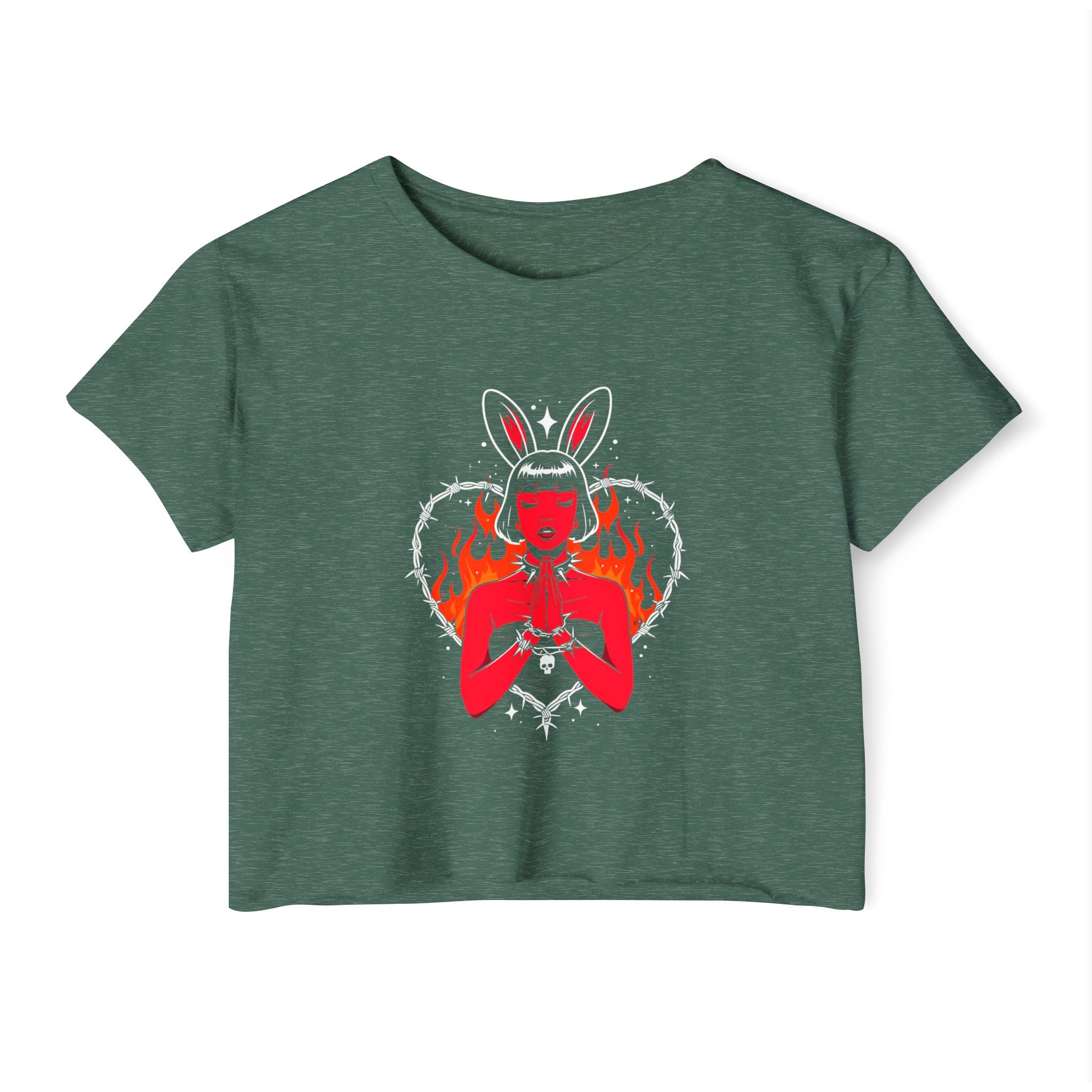 Edgy Bunny Heart Cropped Tee