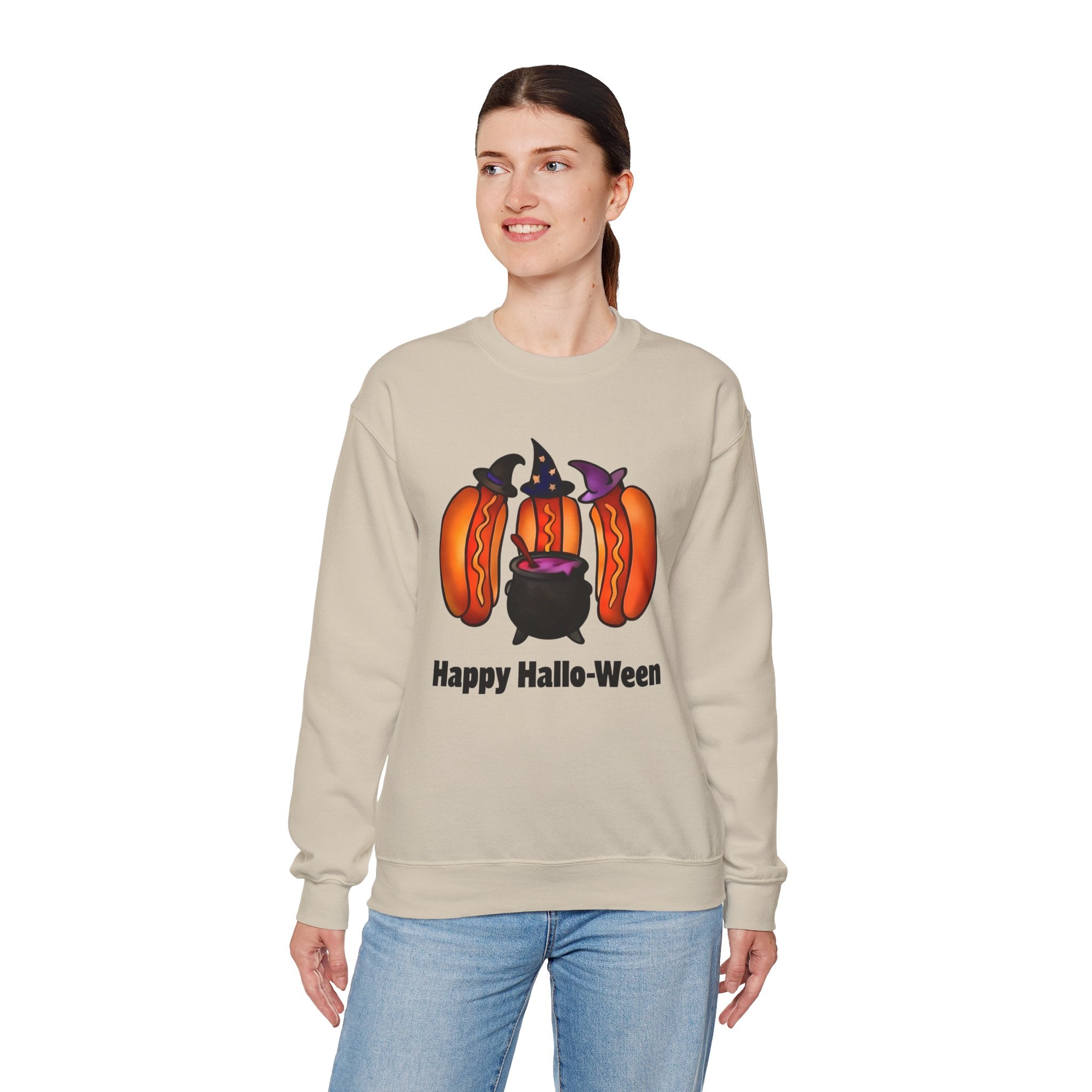"Happy Hallo-Ween" Hotdog Witches Crewneck Sweatshirt