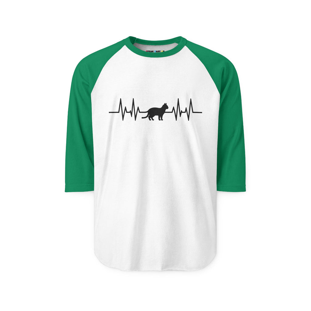 Black Cat Heartbeat 3/4th Sleeve Raglan Shirt