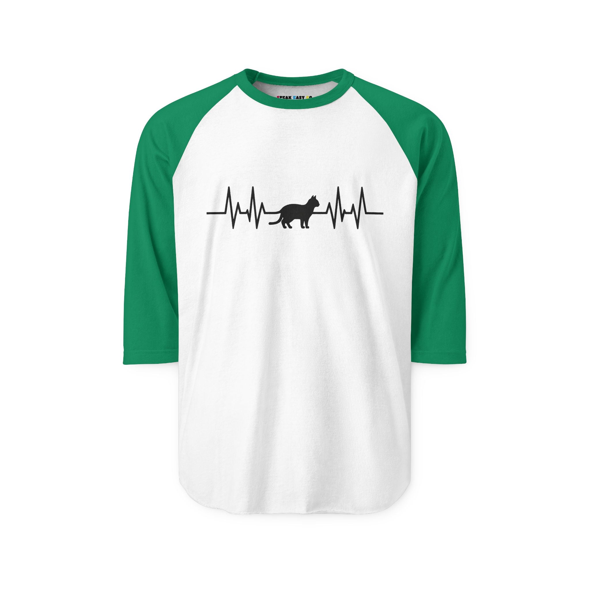 Black Cat Heartbeat 3/4th Sleeve Raglan Shirt