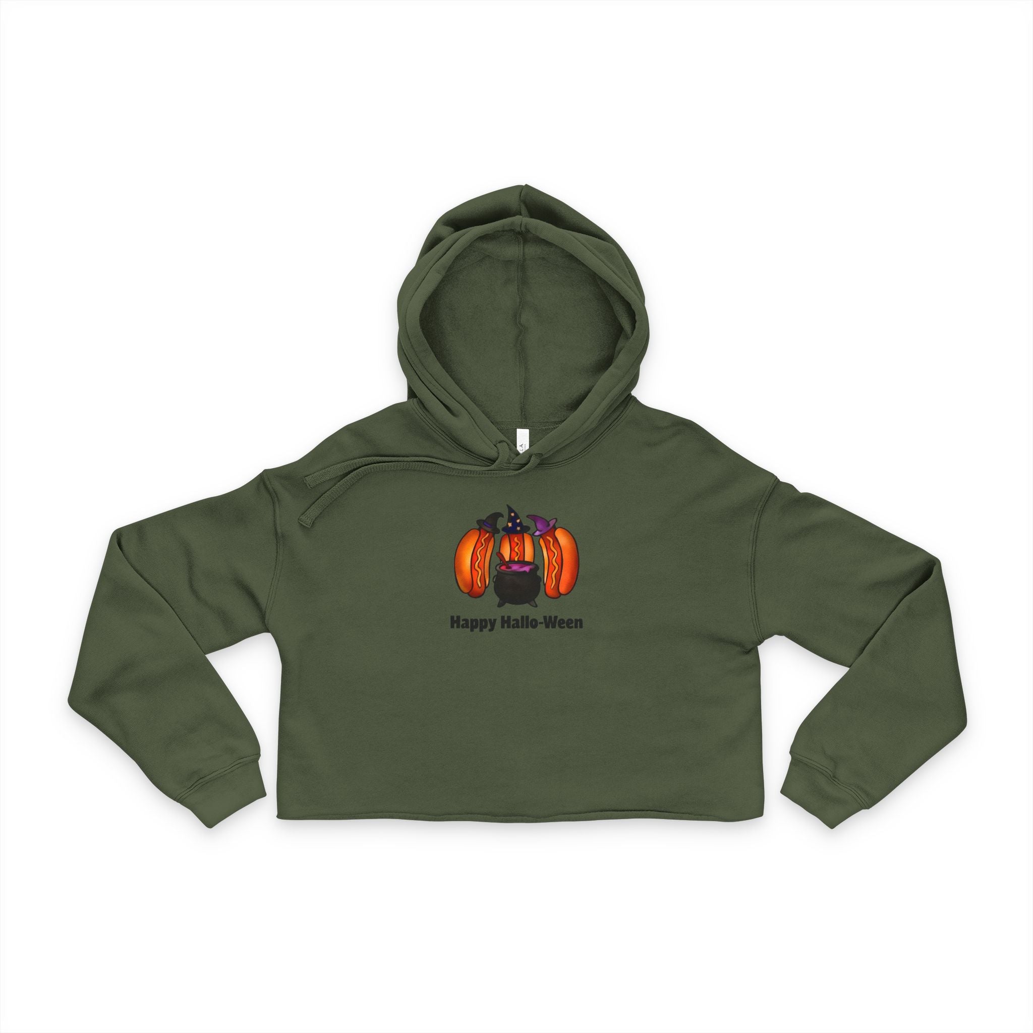 "Happy Hallo-Ween" Hotdog Witches Cropped Hoodie