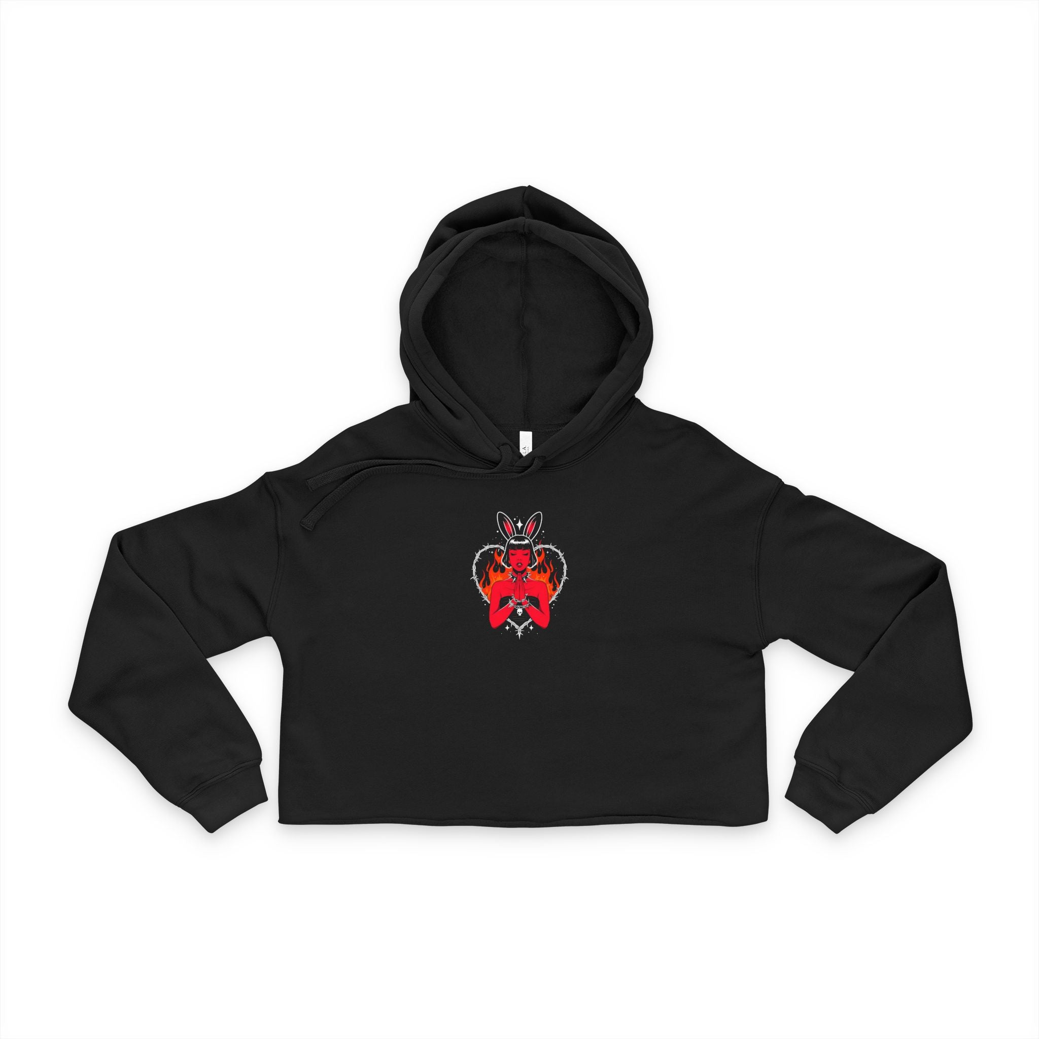 Edgy Bunny Heart Cropped Hoodie