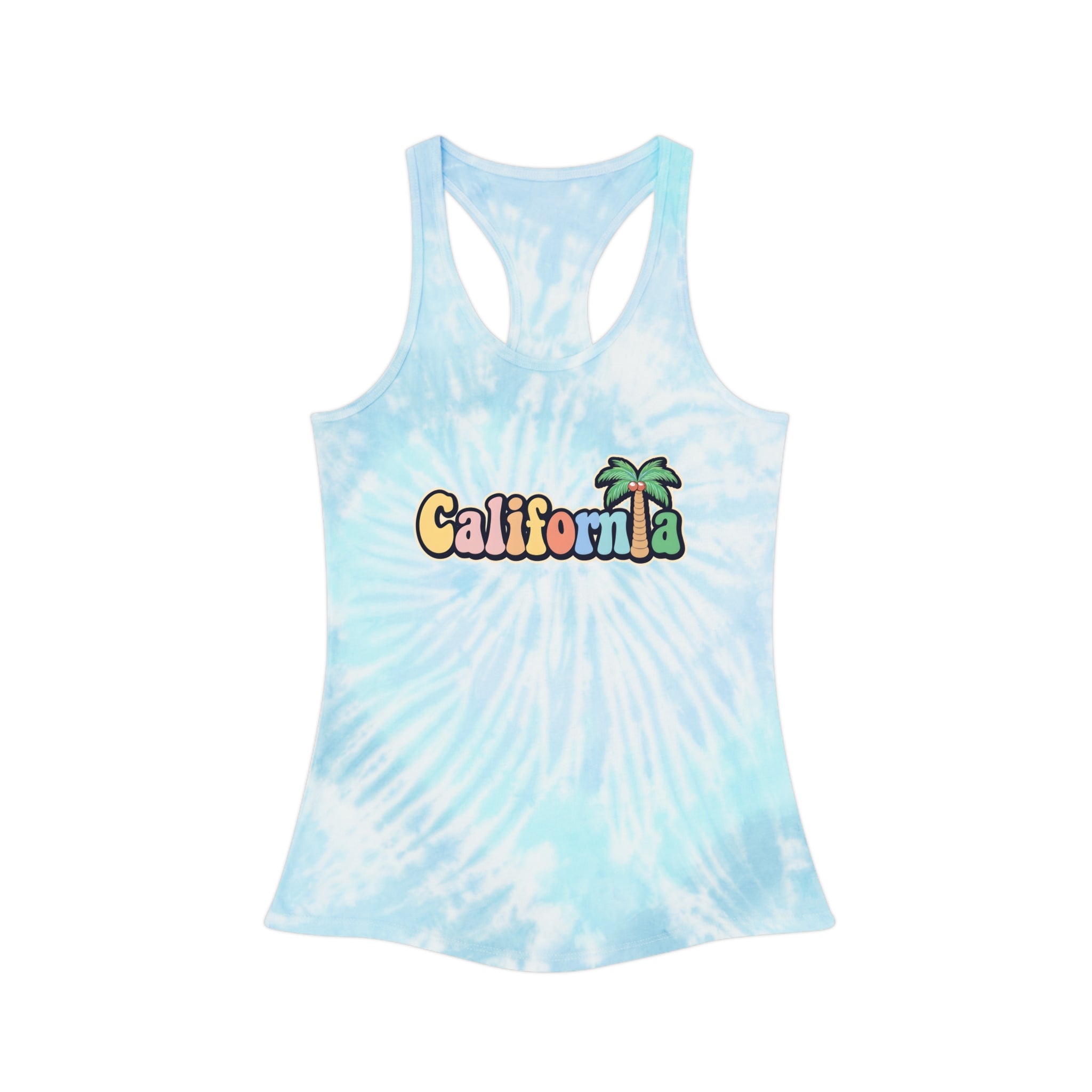 California Palm Tree Tie-Dye Racerback Tank