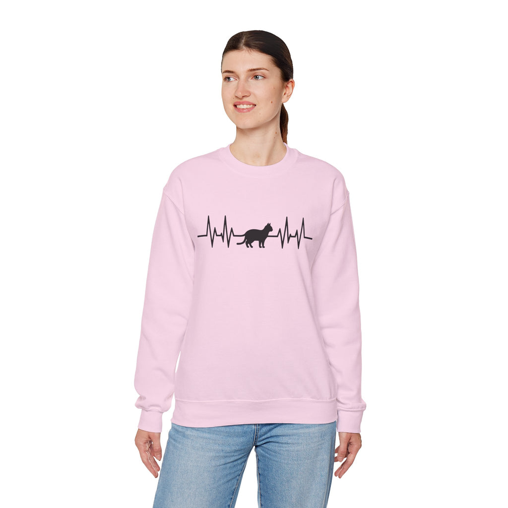 Black Cat Heartbeat Crewneck Sweatshirt