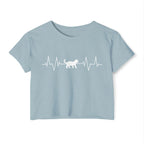White Cat Heartbeat Cropped Tee