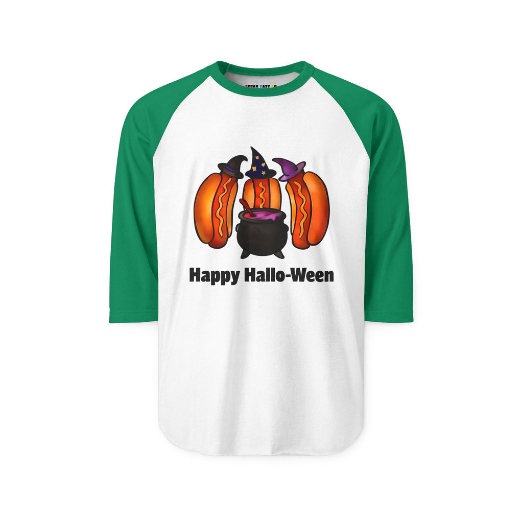 "Happy Hallo-Ween" Hotdog Witches 3/4th Sleeve Raglan Shirt