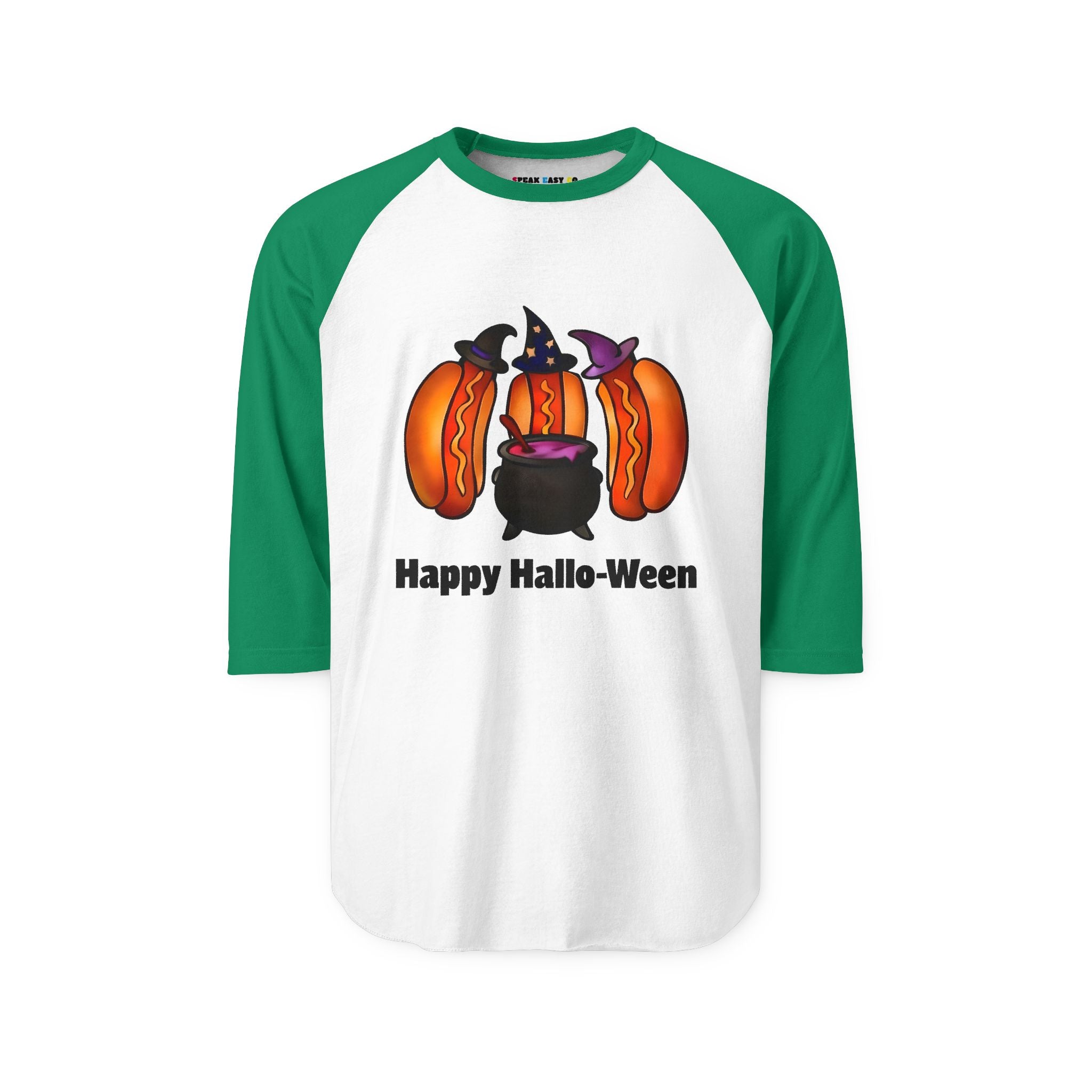 "Happy Hallo-Ween" Hotdog Witches 3/4th Sleeve Raglan Shirt