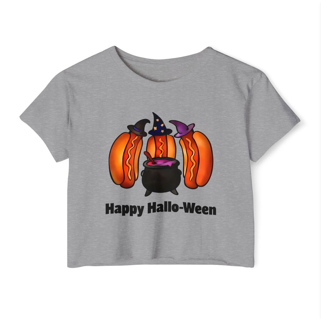 "Happy Hallo-Ween" Hotdog Witches Cropped Tee
