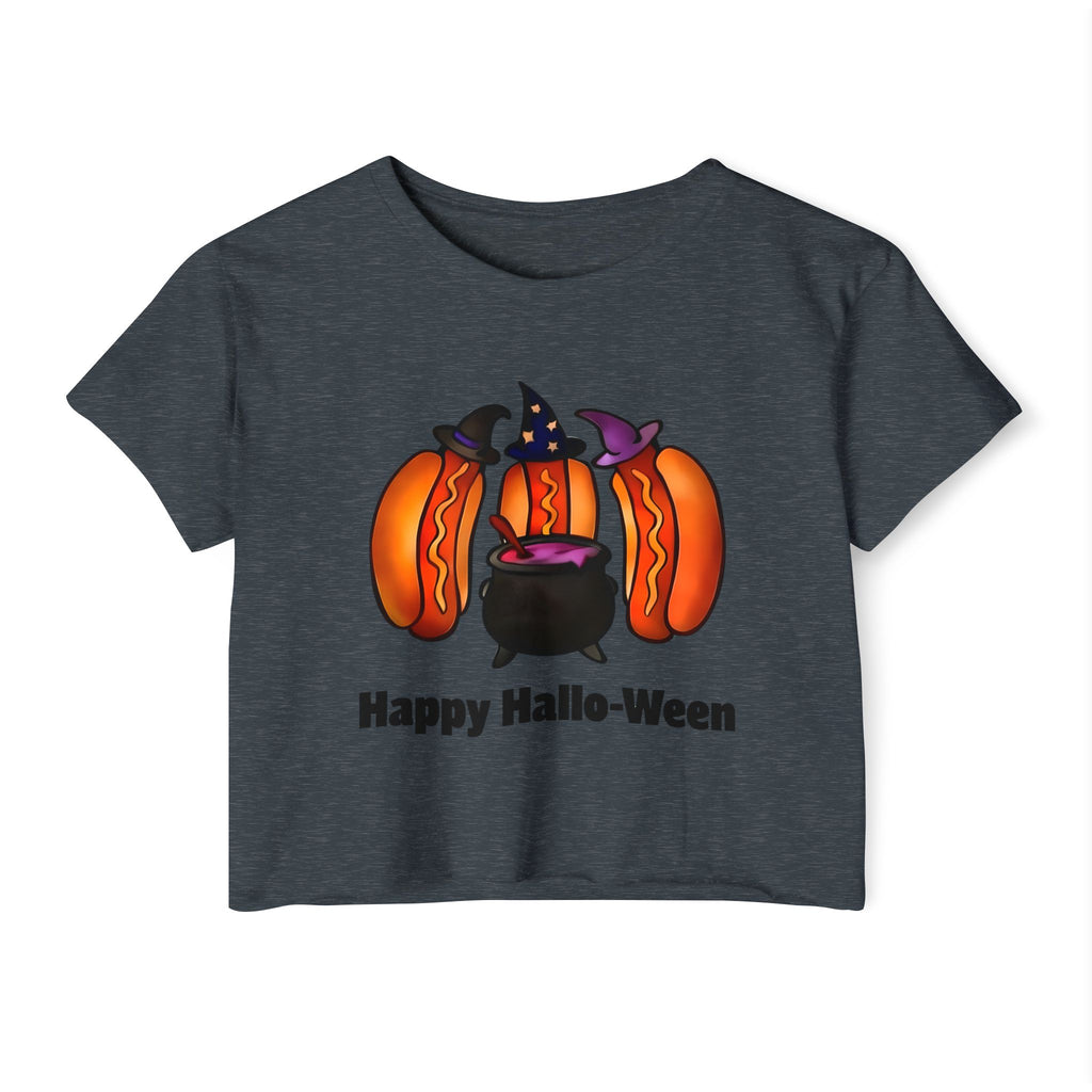 "Happy Hallo-Ween" Hotdog Witches Cropped Tee