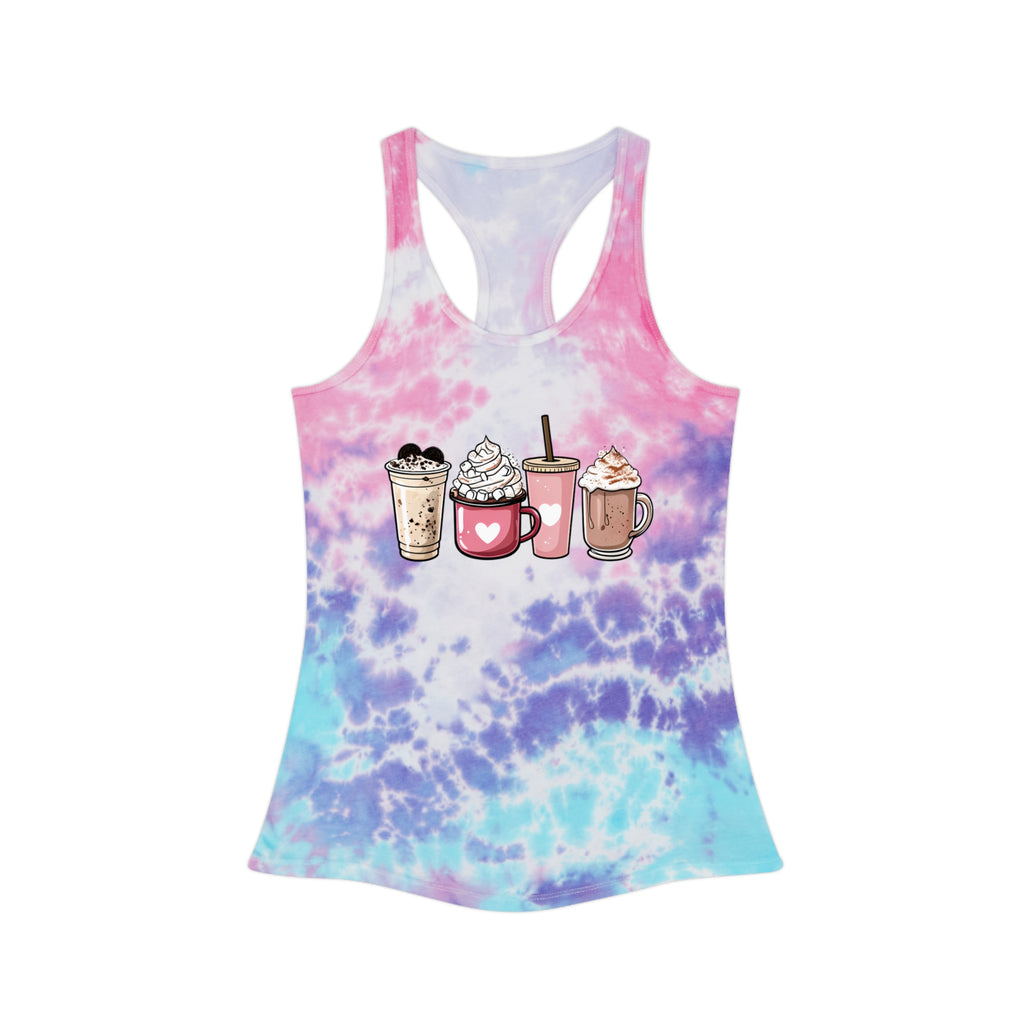 Coffee Lovers Tie-Dye Racerback Tank