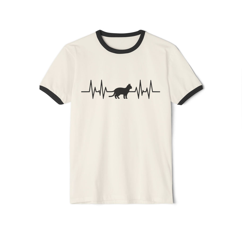 Black Cat Heartbeat Ringer Tee