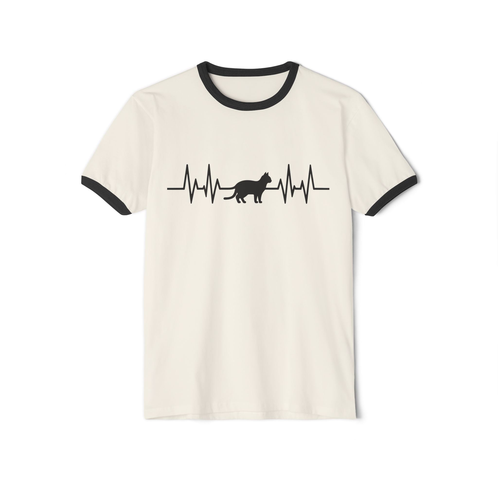 Black Cat Heartbeat Ringer Tee