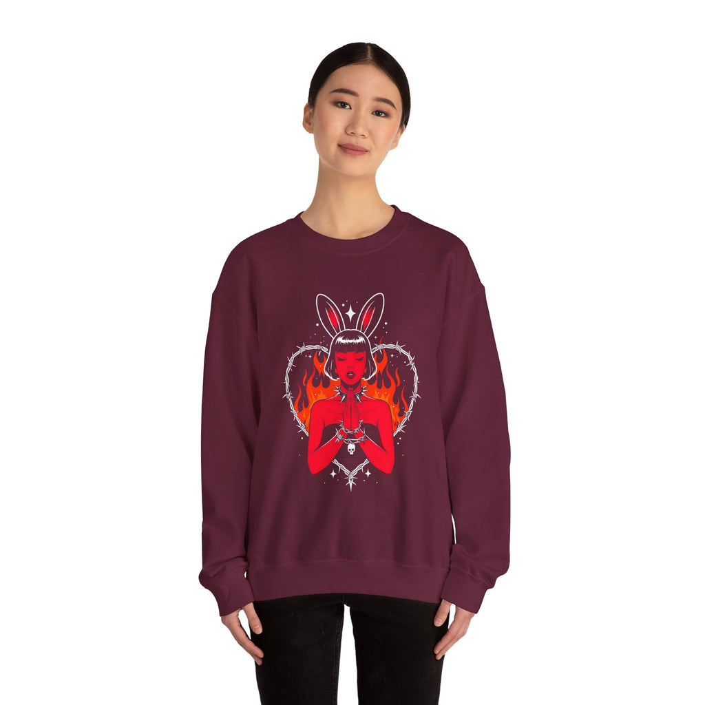Edgy Bunny Heart Crewneck Sweatshirt