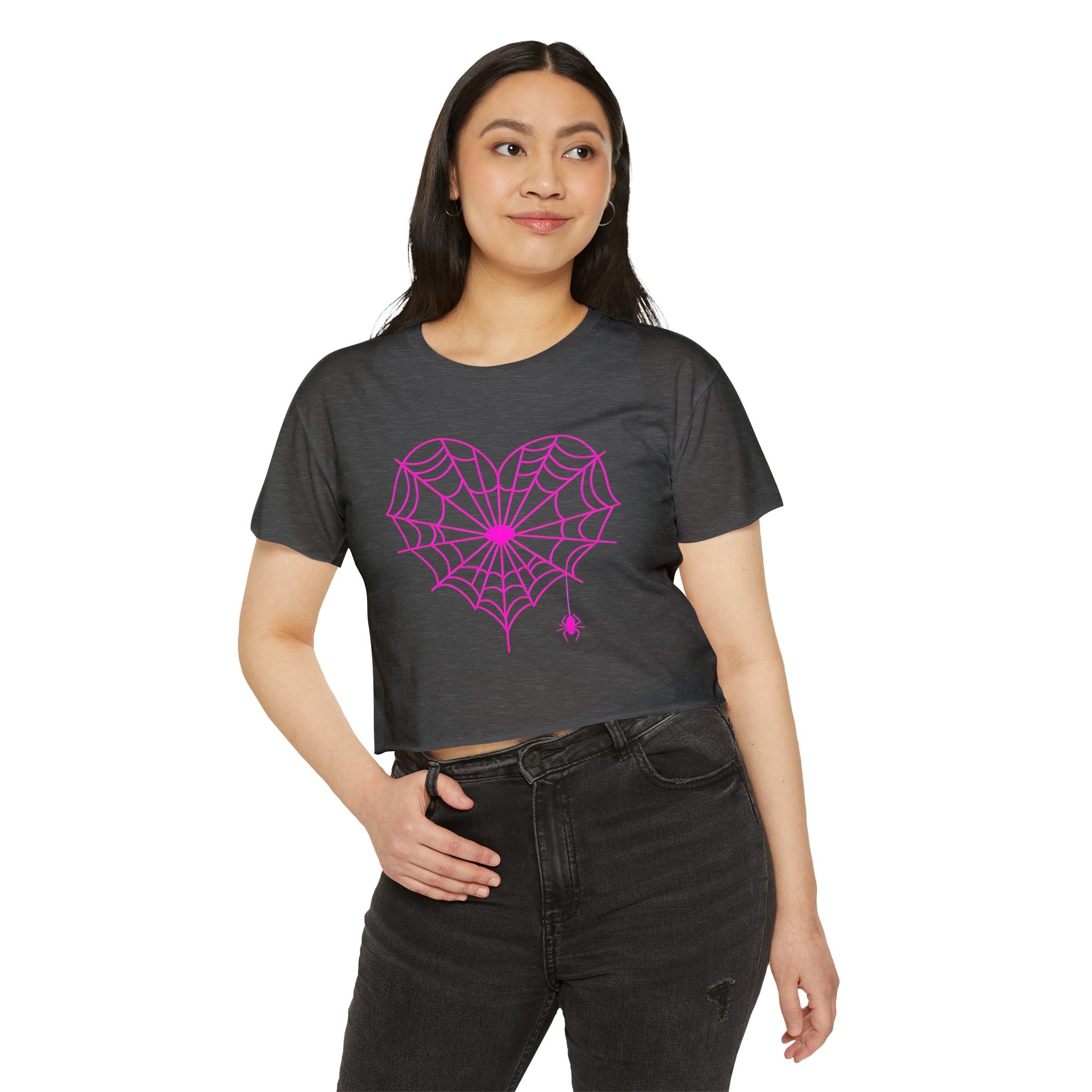 Spiderweb Heart Cropped Tee