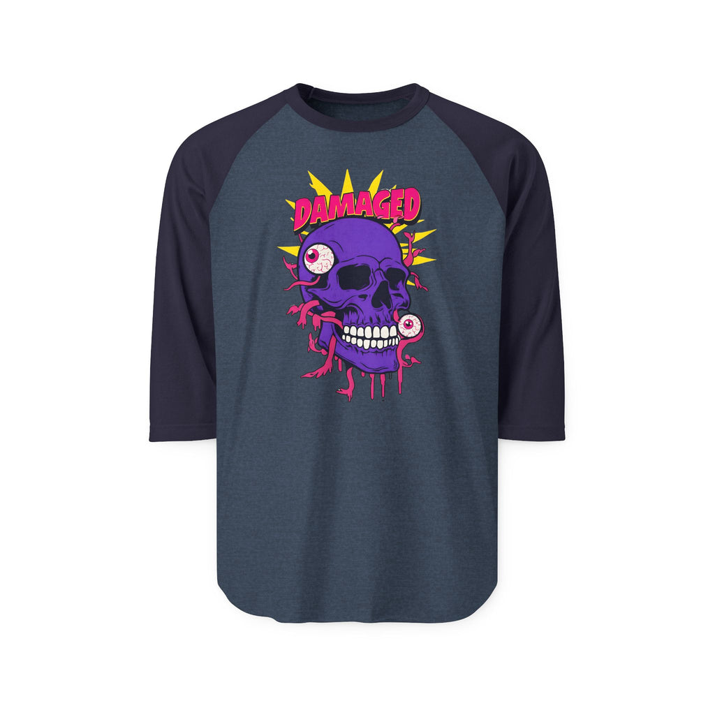 Damaged Graphic Raglan Three-Quarter Sleeve Tee